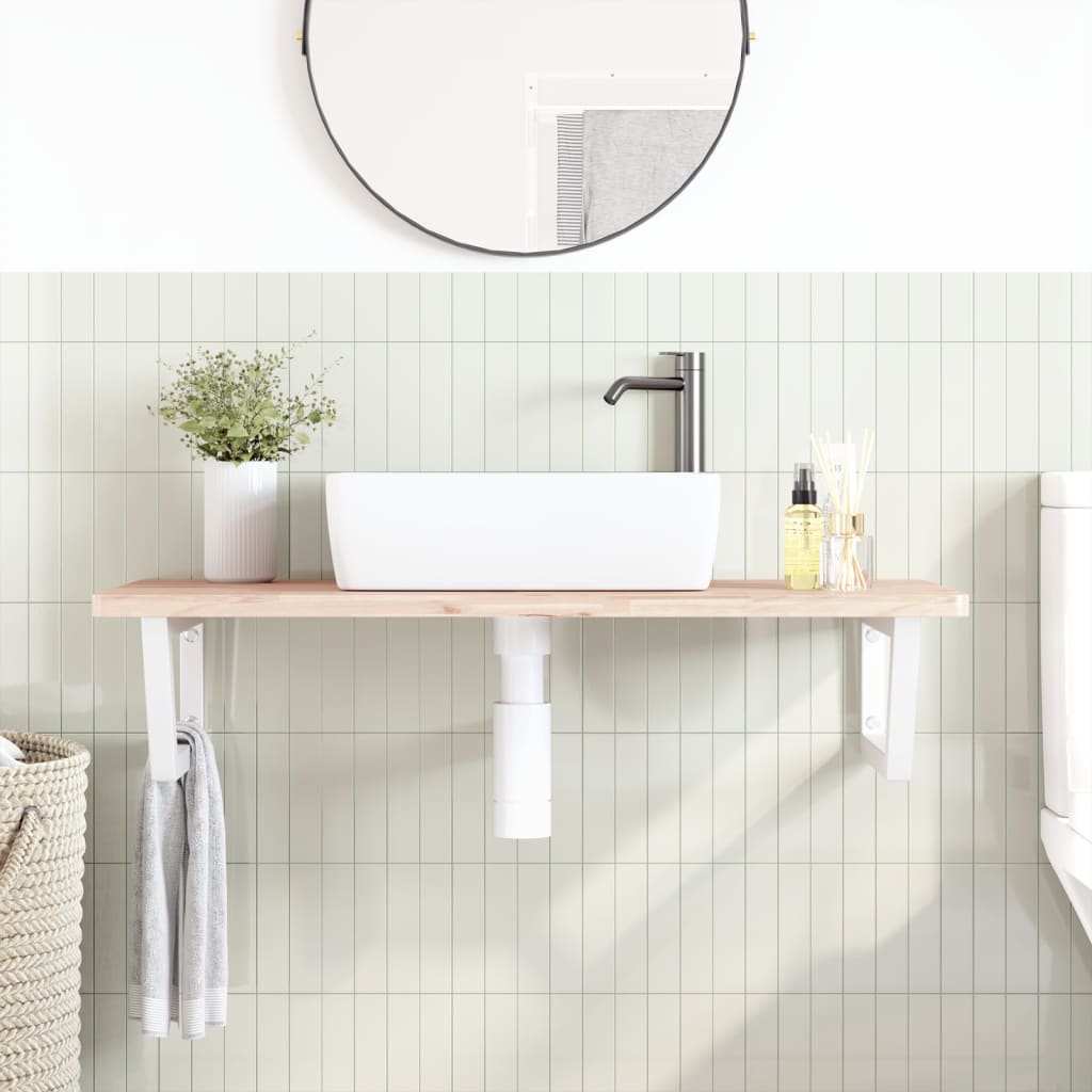 Badkamer wandschap staal en massief beukenhout
