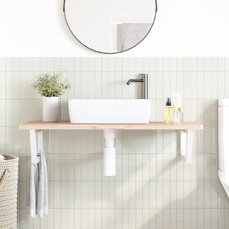 Badkamer wandschap staal en massief beukenhout