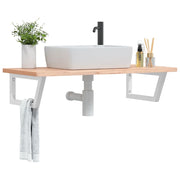 Badkamer wandschap staal massief beukenhout trapezium