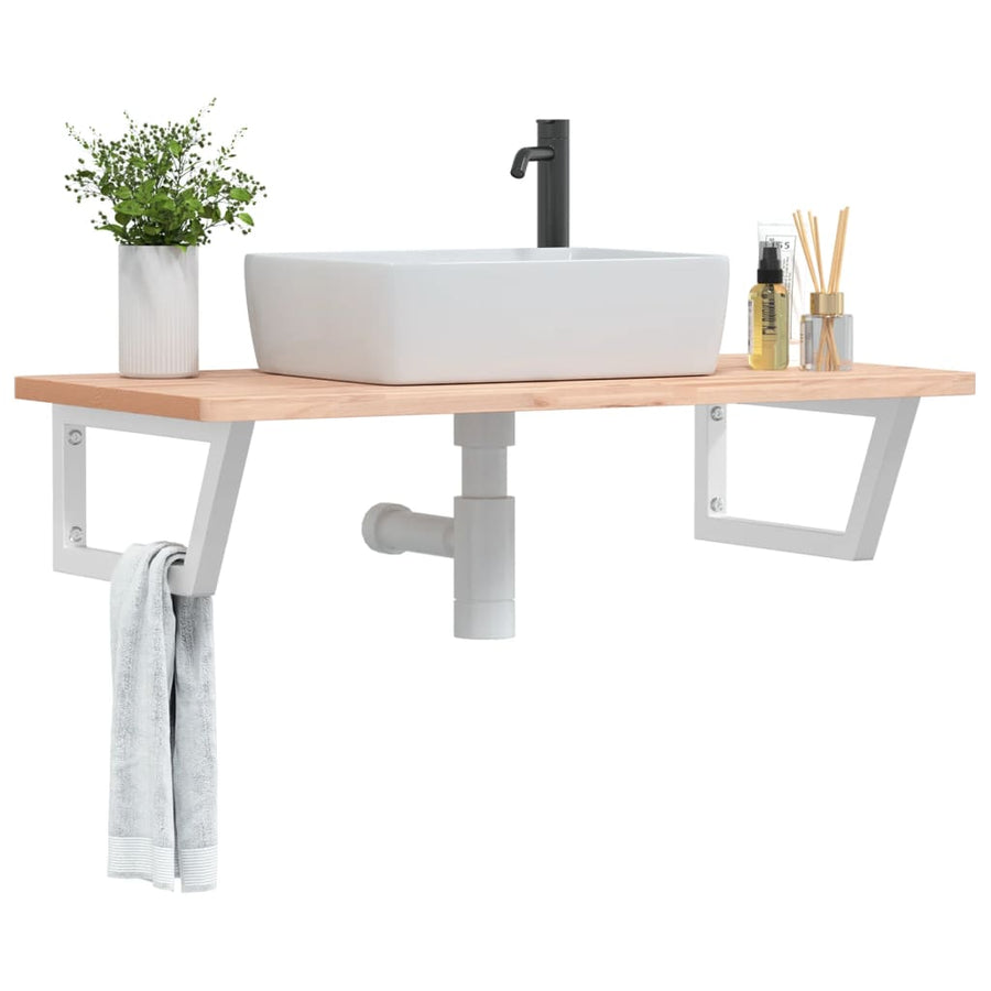 Badkamer wandschap staal en massief beukenhout