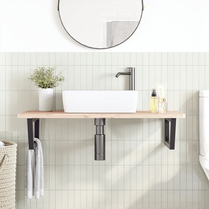 Badkamer wandschap staal en massief beukenhout