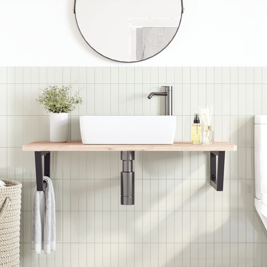 Badkamer wandschap staal en massief beukenhout