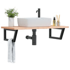 Bathroom wall shelf steel and solid beech wood