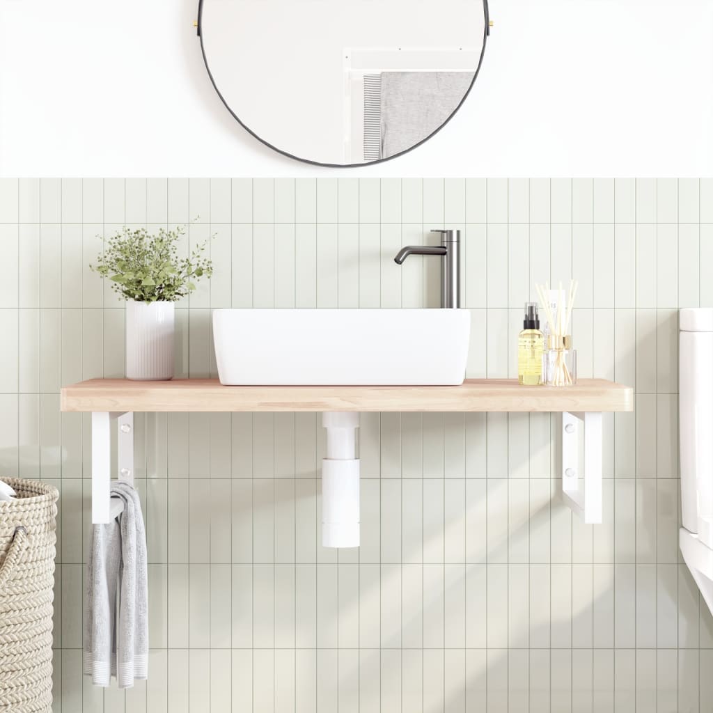 Badkamer Wandschap Staal En Massief Beukenhout 1