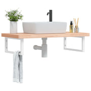 Badkamer wandschap staal massief beukenhout