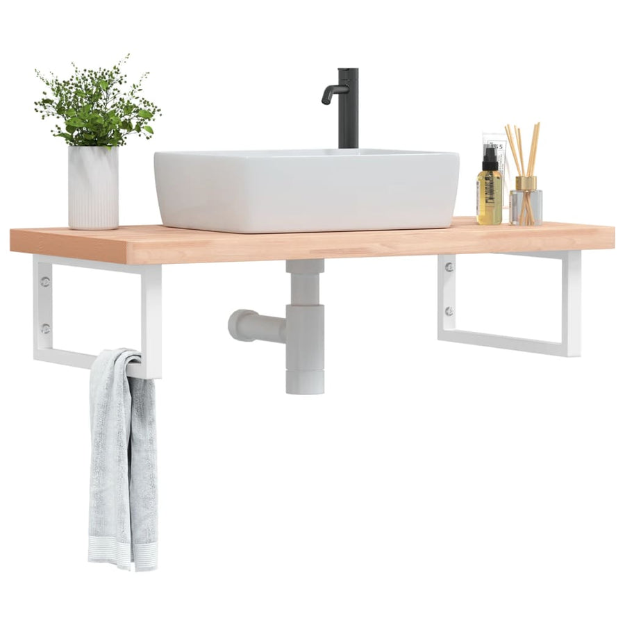 Badkamer Wandschap Staal En Massief Beukenhout 1