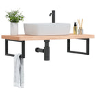 Bathroom wall shelf steel and solid beech wood
