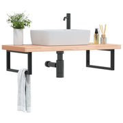 Badkamer wandschap 100x50 cm staal beukenhout