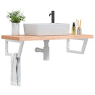 Bathroom wall shelf steel and solid beech wood
