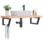 Bathroom wall shelf steel and solid beech wood