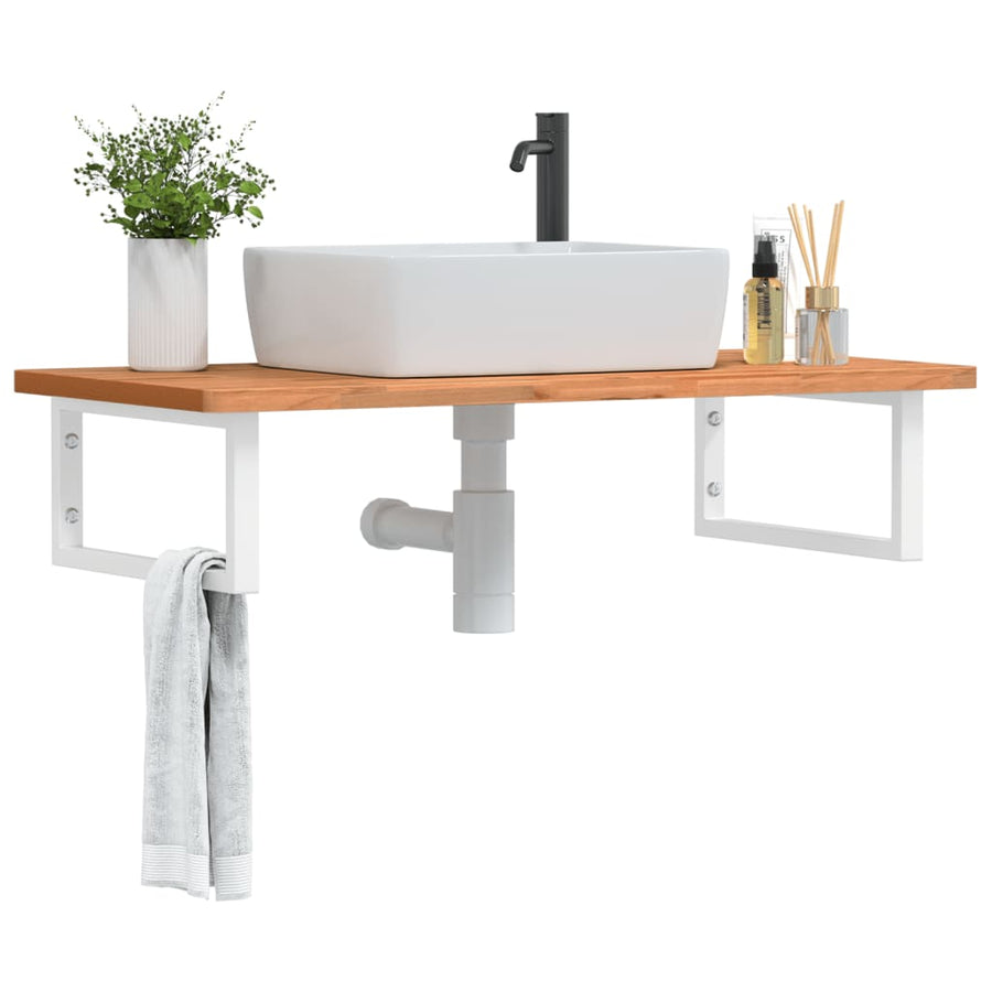 Badkamer Wandschap Staal En Massief Beukenhout 1