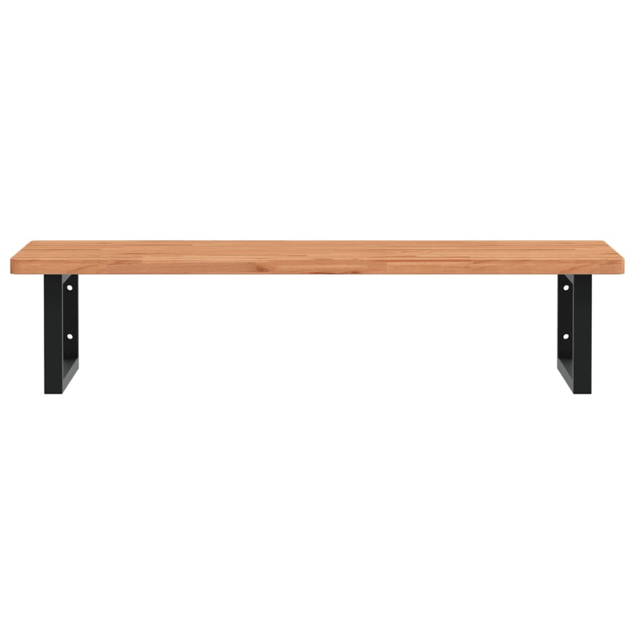 Badkamer Wandschap Staal En Massief Beukenhout 1 100 x 50 x 2.5 cm Donkerbruin en zwart