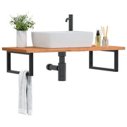 Badkamer wandschap 100x50x2.5 cm staal massief beukenhout