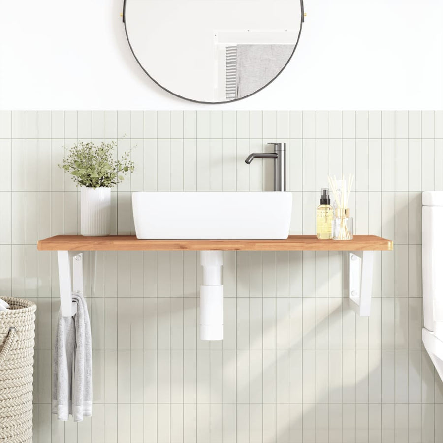 Badkamer wandschap staal en massief beukenhout