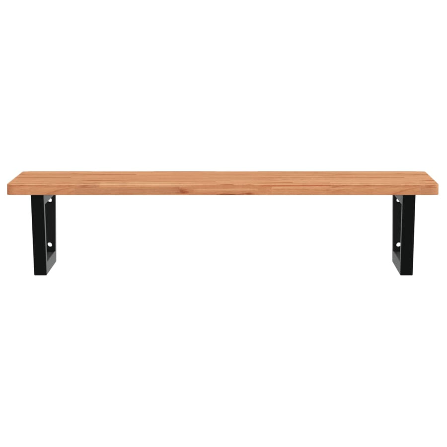 Badkamer wandschap staal en massief beukenhout