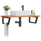 Bathroom wall shelf steel and solid beech wood