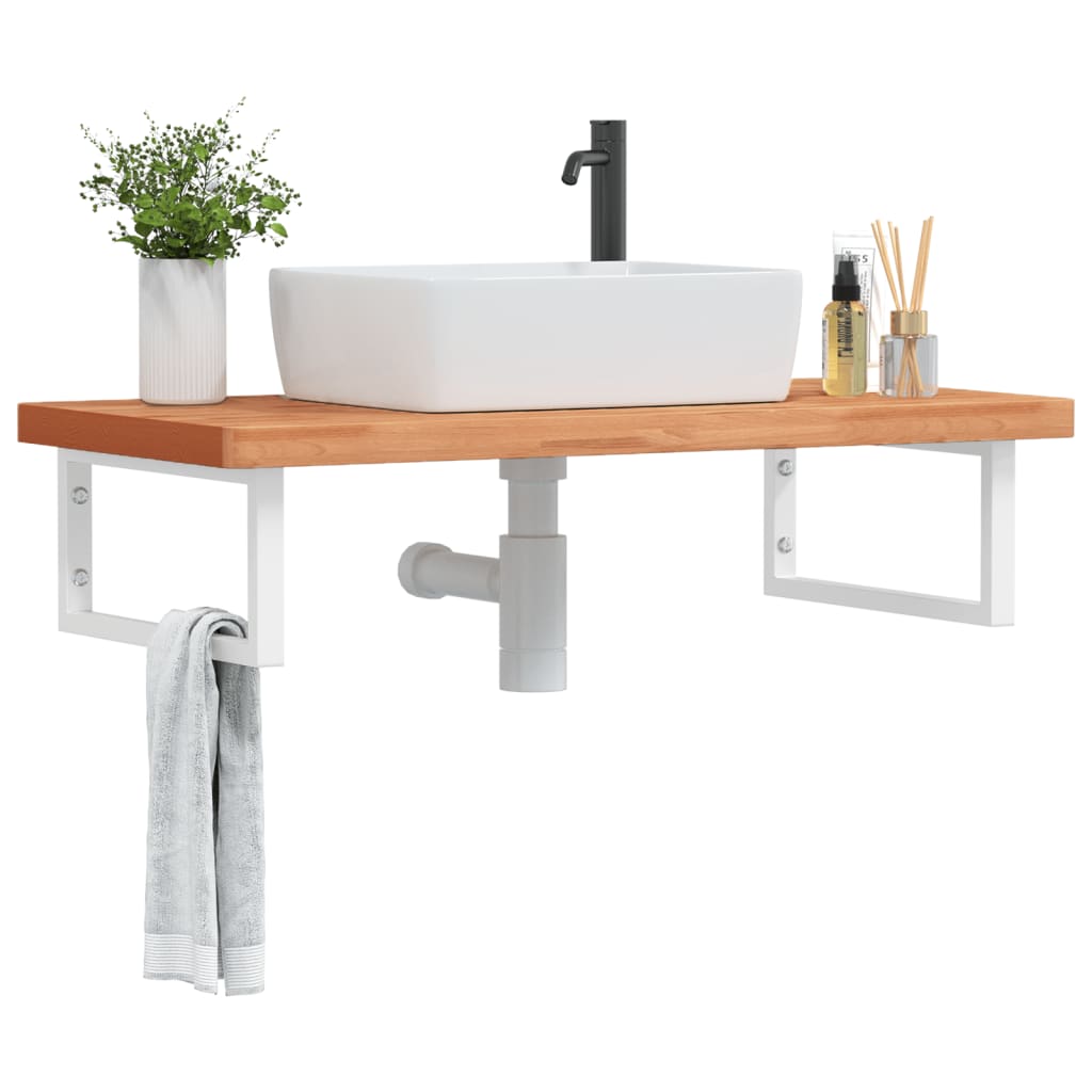 Badkamer Wandschap Staal En Massief Beukenhout 1