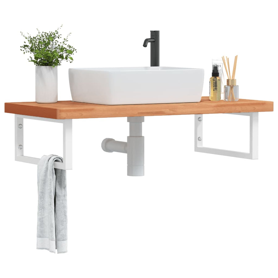 Badkamer Wandschap Staal En Massief Beukenhout 1