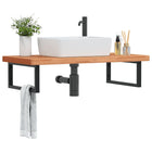 Bathroom wall shelf steel and solid beech wood