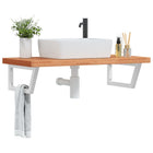 Bathroom wall shelf steel and solid beech wood
