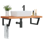Bathroom wall shelf steel and solid beech wood