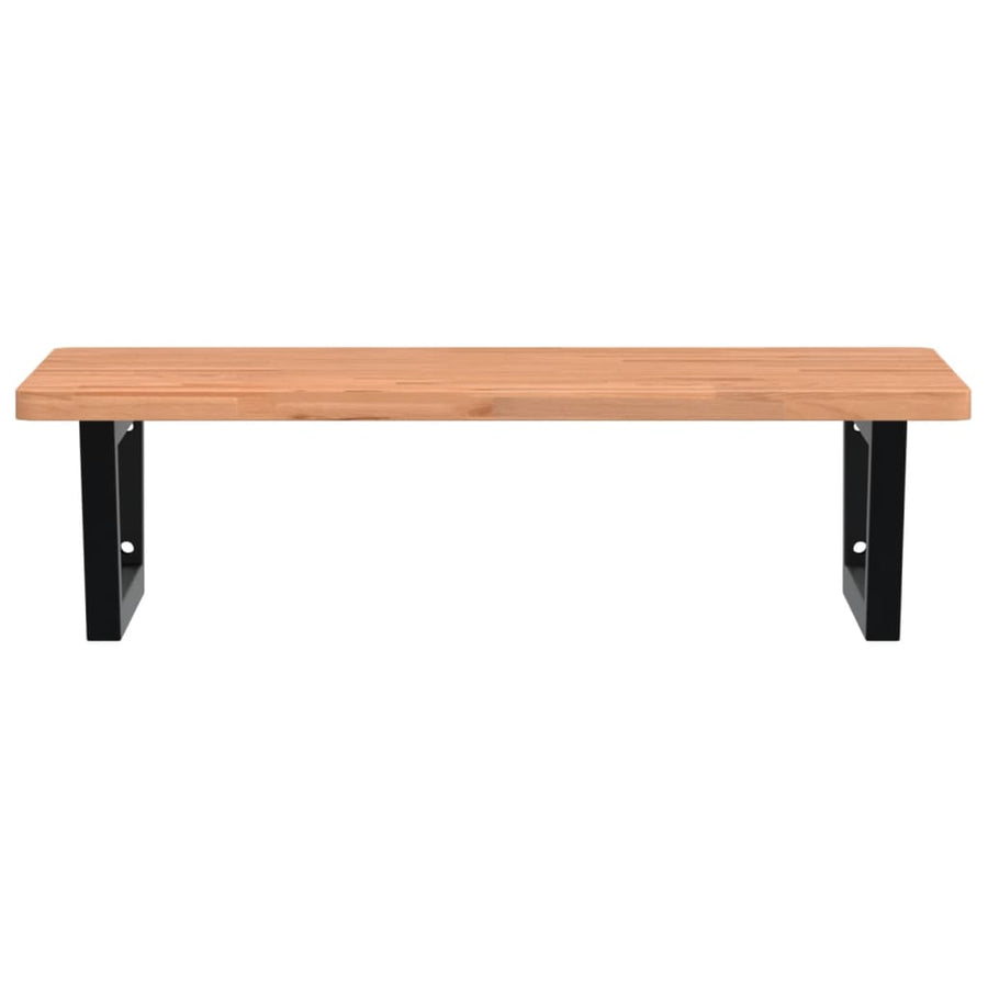 Badkamer Wandschap Staal En Massief Beukenhout 1 80 x 55 x 2.5 cm Zwart