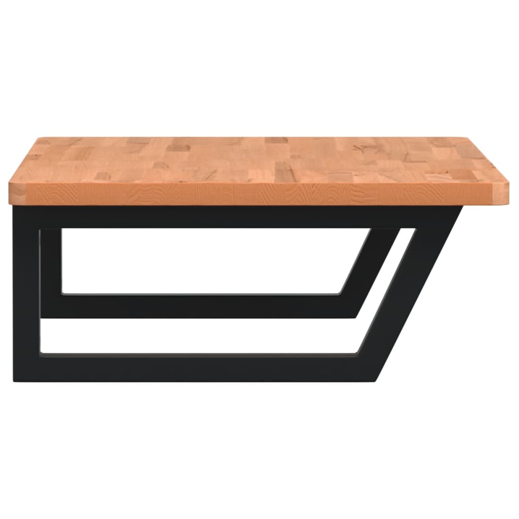 Badkamer Wandschap Staal En Massief Beukenhout 1 80 x 55 x 2.5 cm Zwart