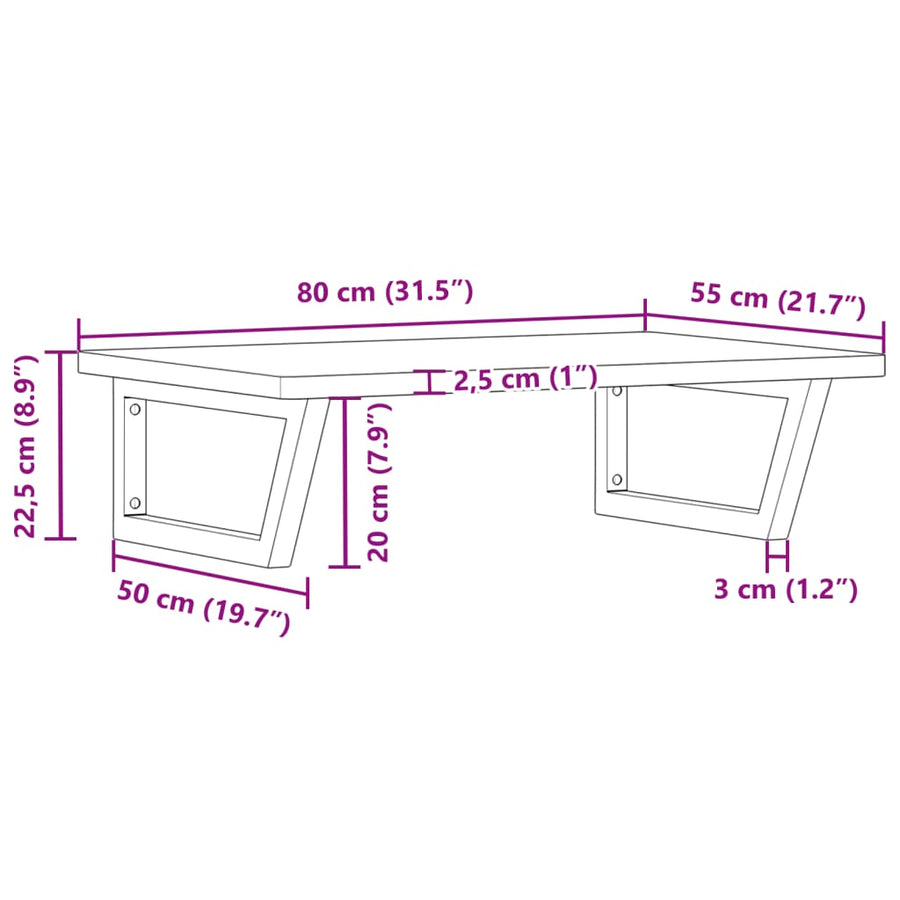 Badkamer Wandschap Staal En Massief Beukenhout 1 80 x 55 x 2.5 cm Zwart