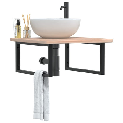 Badkamer Wandschap Staal En Massief Eikenhout Grijs
