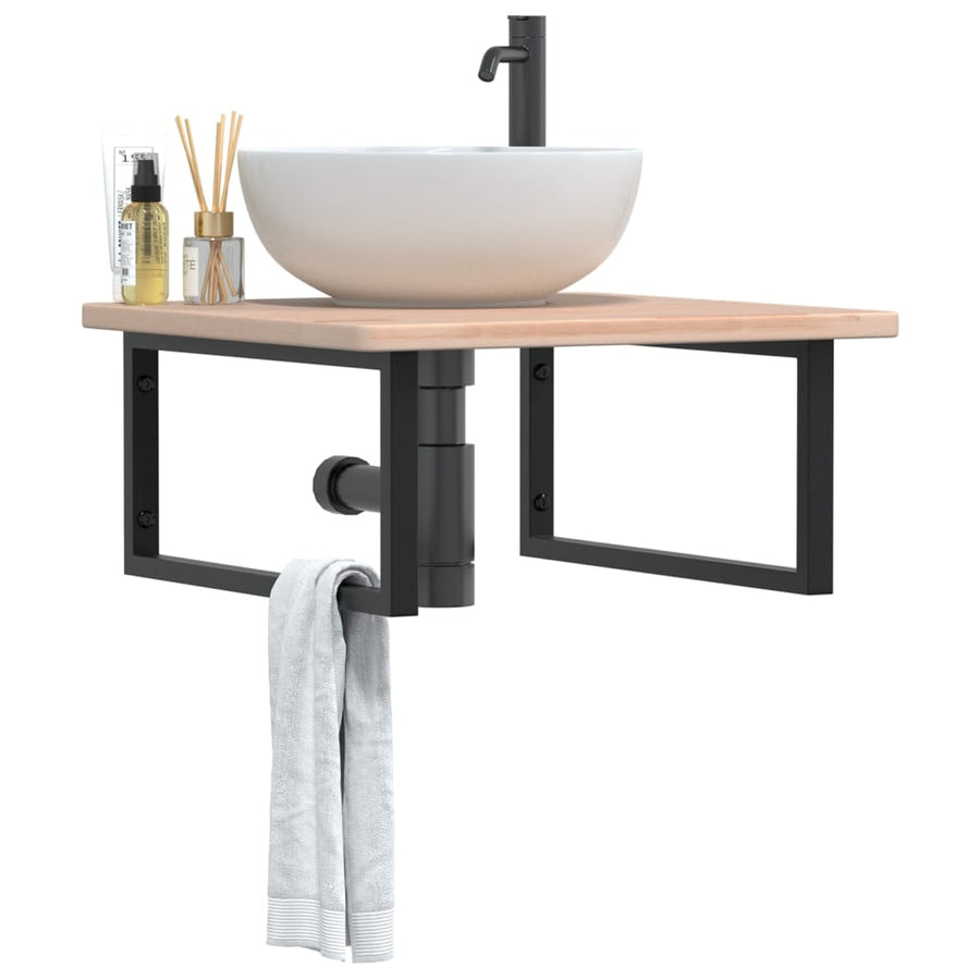 Badkamer Wandschap Staal En Massief Eikenhout Grijs