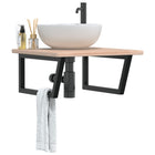 Badkamer wandschap 60x60 cm staal massief eikenhout