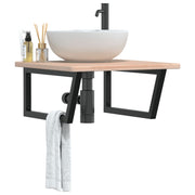 Badkamer wandschap 60x60 cm staal massief eikenhout