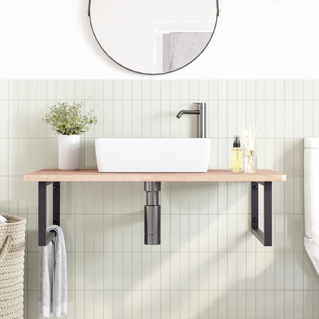 Badkamer Wandschap Staal En Massief Eikenhout
