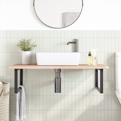 Badkamer Wandschap Staal En Massief Eikenhout