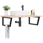 Wandschap staal massief eikenhout 100x60 cm