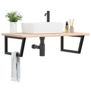Wandschap staal massief eikenhout 100x60 cm