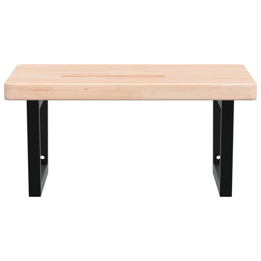Badkamer Wandschap Staal En Massief Eikenhout 1 60 x 60 x 4 cm Bruin en zwart