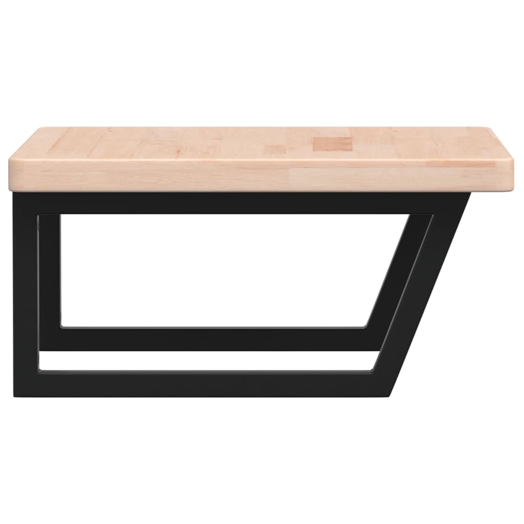 Badkamer Wandschap Staal En Massief Eikenhout 1 60 x 60 x 4 cm Bruin en zwart