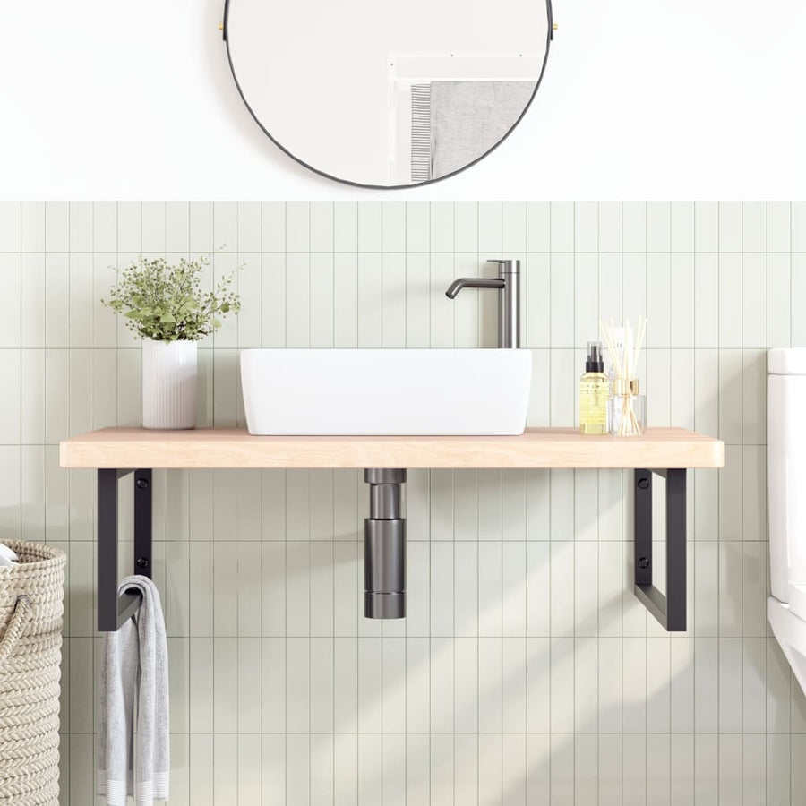 Badkamer Wandschap Staal En Massief Eikenhout