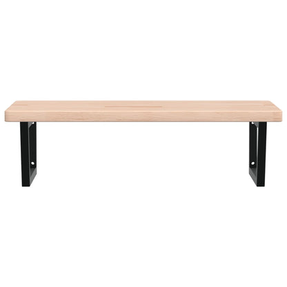 Badkamer Wandschap Staal En Massief Eikenhout 1 100 x 60 x 4 cm Bruin en zwart