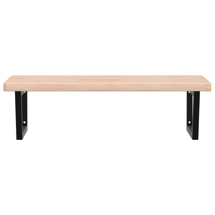 Badkamer Wandschap Staal En Massief Eikenhout 1 100 x 60 x 4 cm Bruin en zwart