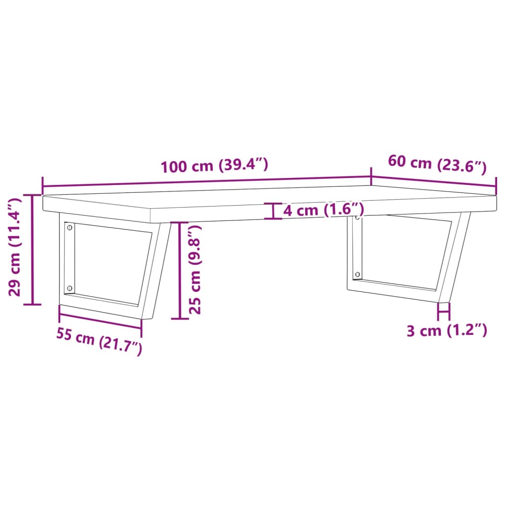 Badkamer Wandschap Staal En Massief Eikenhout 1 100 x 60 x 4 cm Bruin en zwart