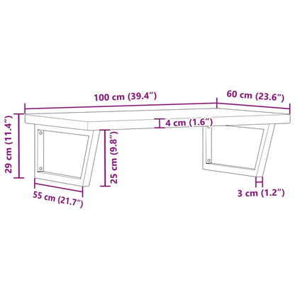 Badkamer Wandschap Staal En Massief Eikenhout 1 100 x 60 x 4 cm Bruin en zwart