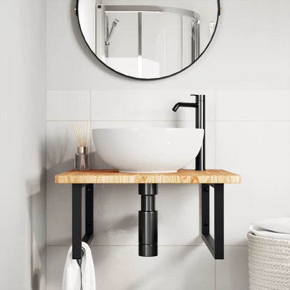 Badkamer Wandschap Staal En Massief Eikenhout