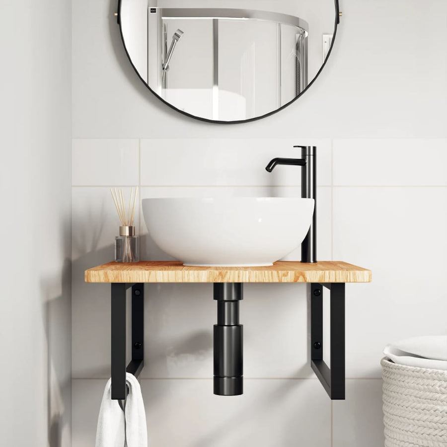 Badkamer Wandschap Staal En Massief Eikenhout