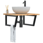 Badkamer wandschap 60 cm staal massief eikenhout