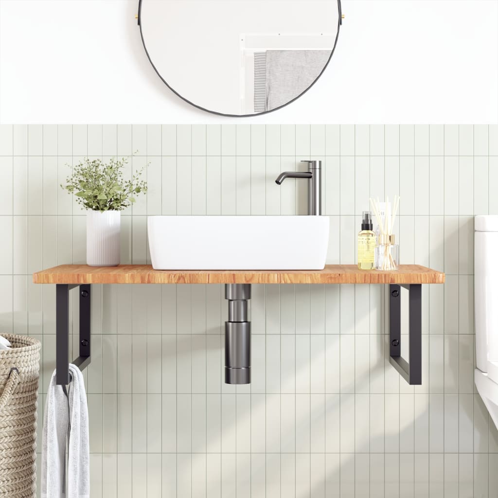 Badkamer Wandschap Staal En Massief Eikenhout 1