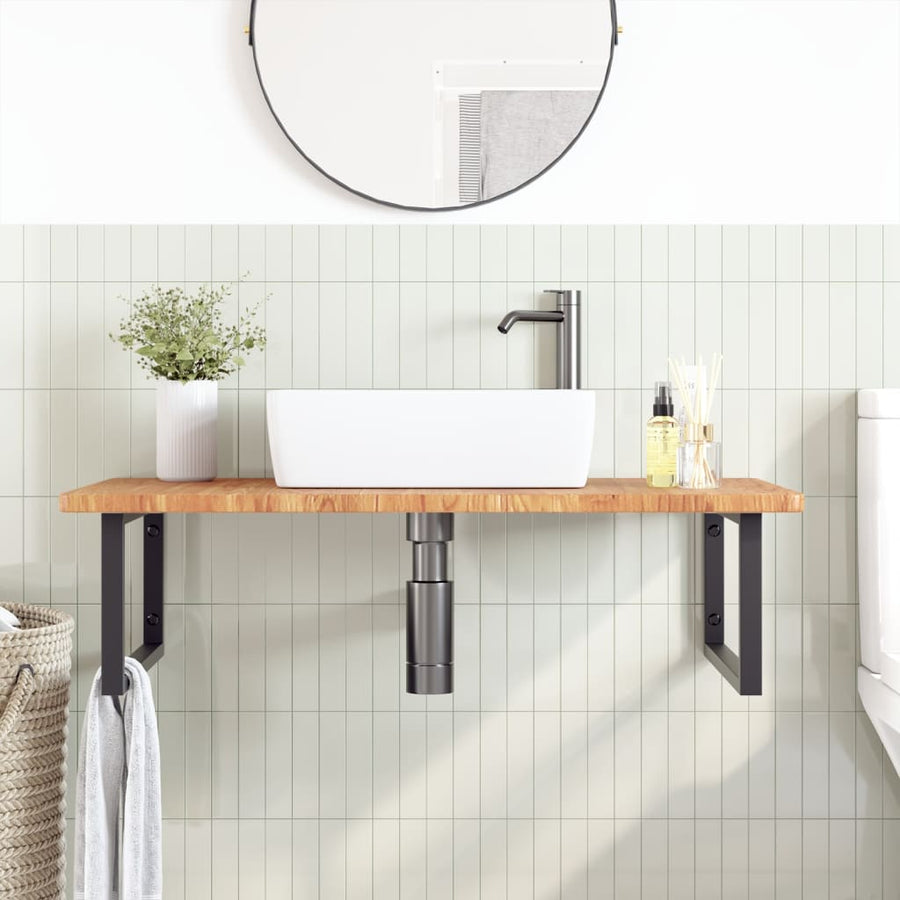 Badkamer Wandschap Staal En Massief Eikenhout 1