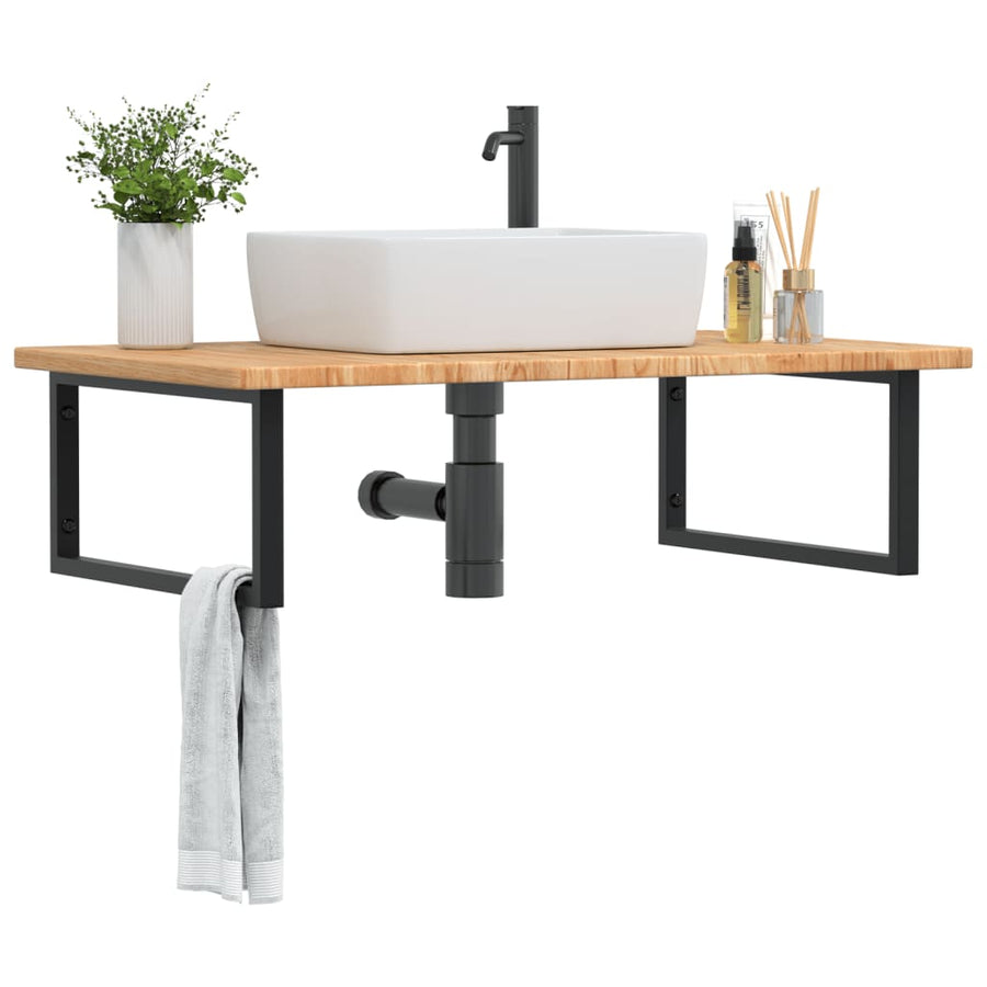 Badkamer Wandschap Staal En Massief Eikenhout 1