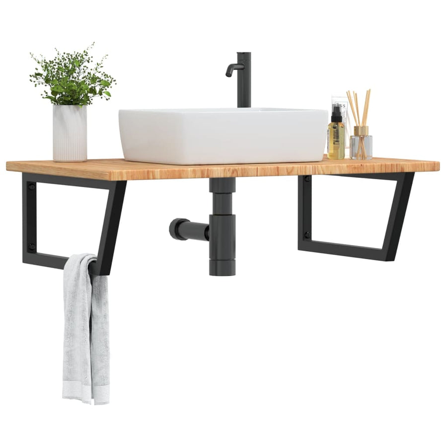 Badkamer wandschap staal en massief eikenhout